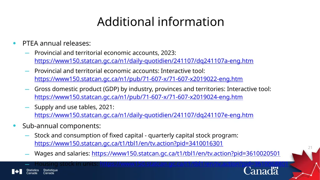 Provincial and Territorial Economic Accounts at - slide 21 of 23