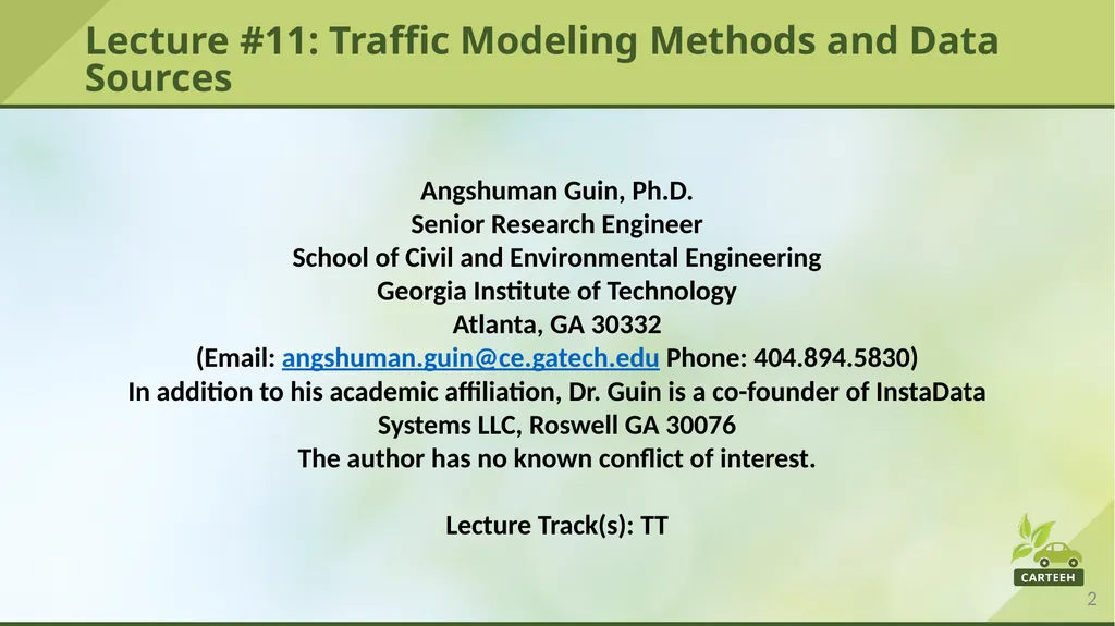 www.carteeh.org Lecture #11: Traffic Modeling - slide 2 of 29