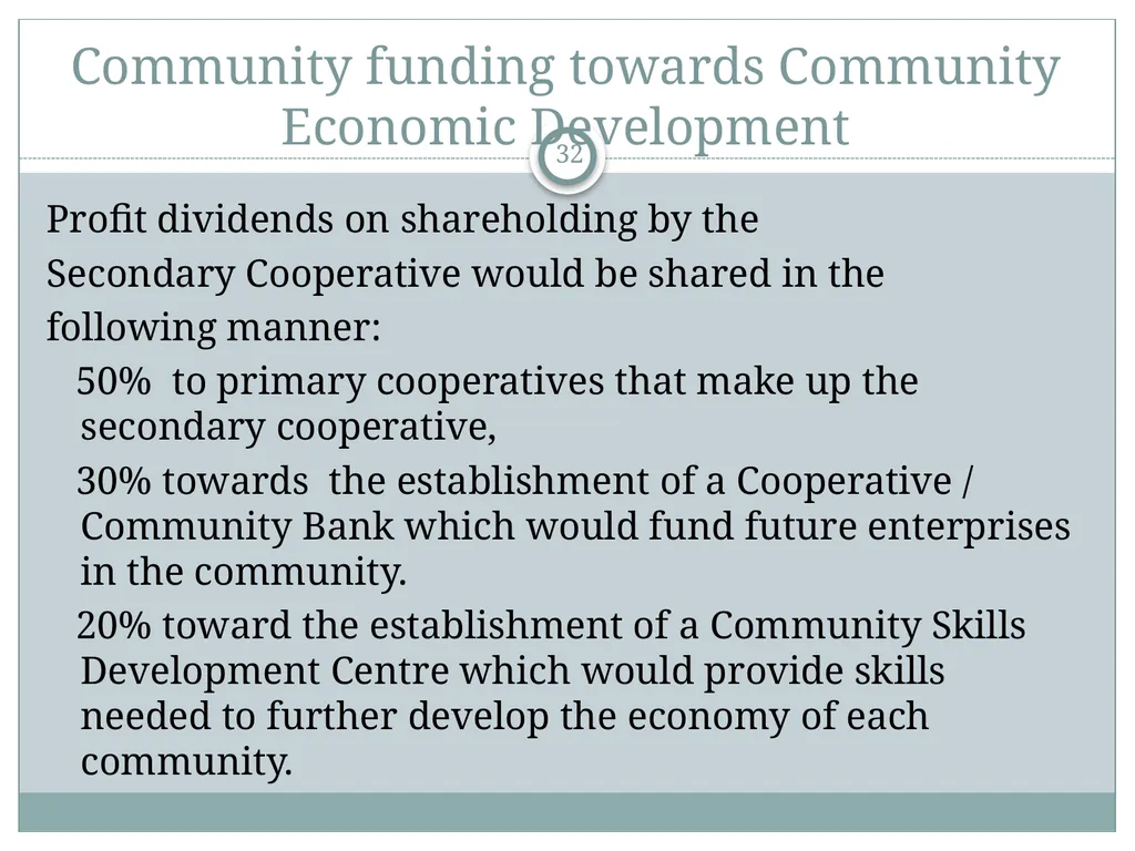 A Community Economic Development Model Based on - slide 32 of 33