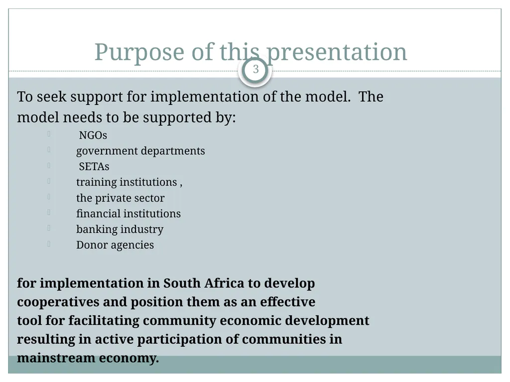 A Community Economic Development Model Based on - slide 3 of 33