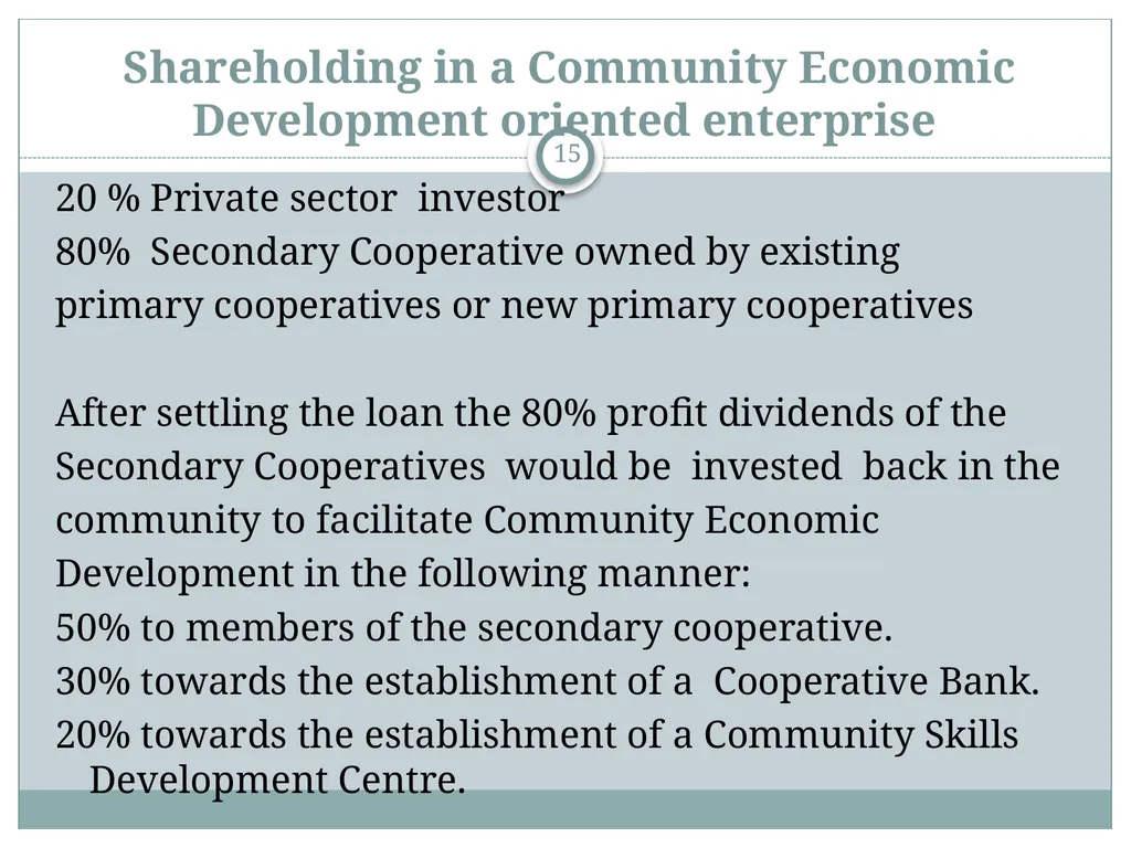 A Community Economic Development Model Based on - slide 15 of 33