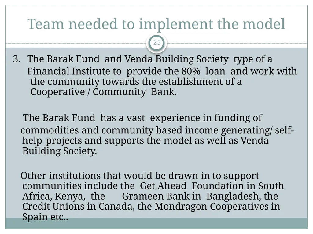 A Community Economic Development Model Based on - slide 25 of 33