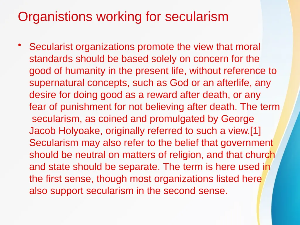 SECULARISM POWERPOINT PRESENTATION ON SECULARISM - slide 18 of 21