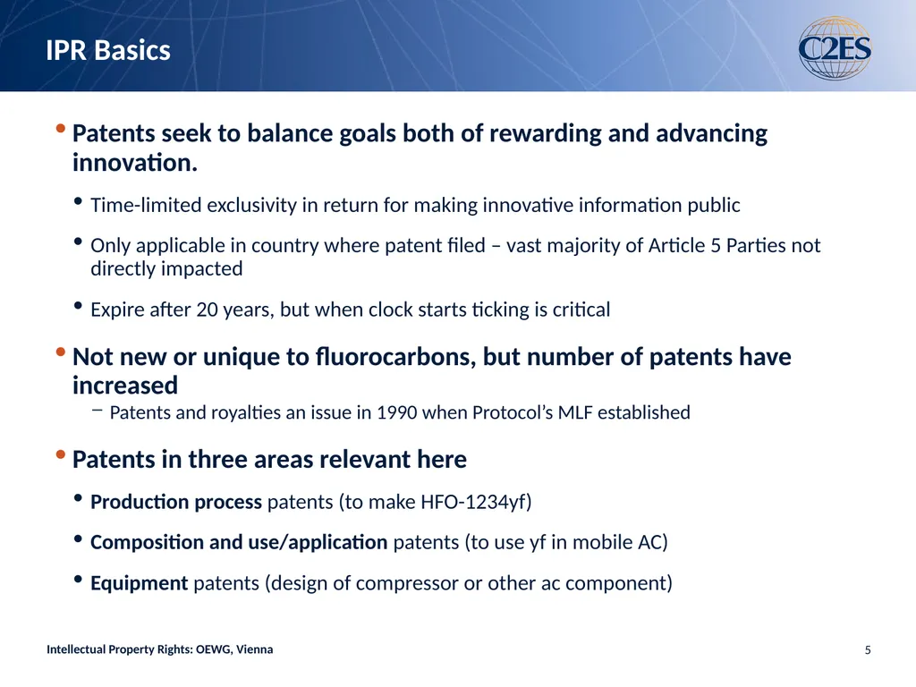 Intellectual Property Rights and Limits on HFCs: - slide 5 of 20