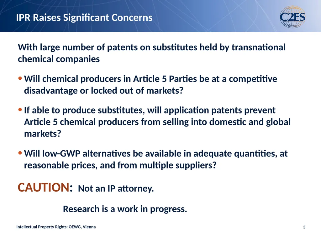 Intellectual Property Rights and Limits on HFCs: - slide 3 of 20