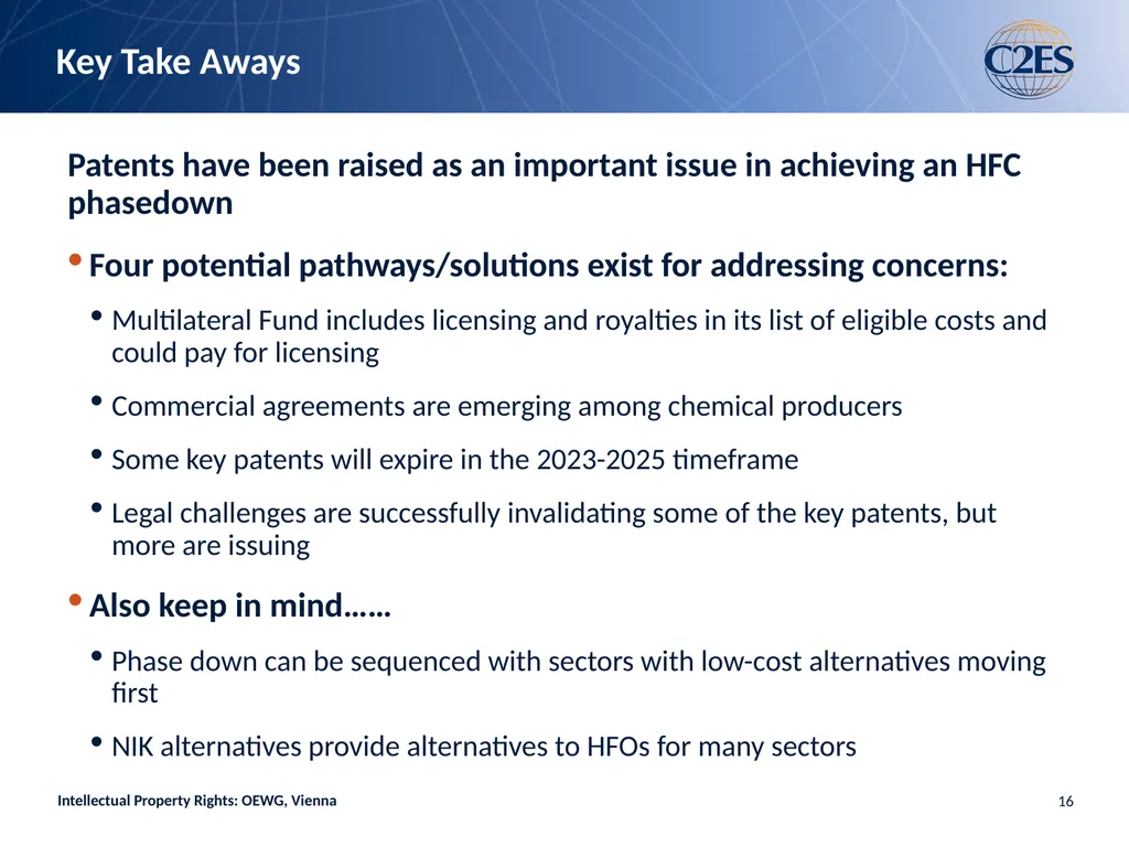 Intellectual Property Rights and Limits on HFCs: - slide 16 of 20