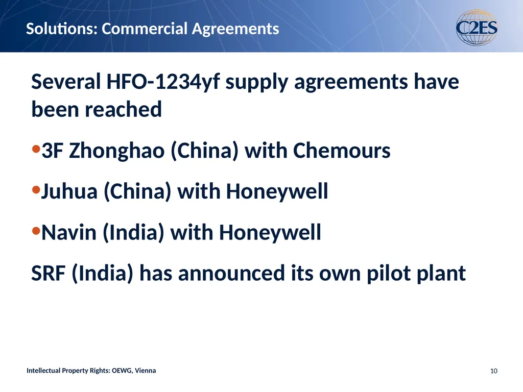 Intellectual Property Rights and Limits on HFCs: - slide 10 of 20