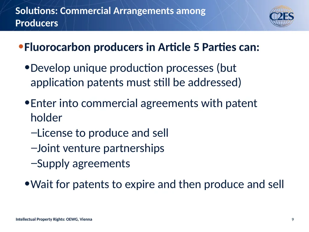 Intellectual Property Rights and Limits on HFCs: - slide 9 of 20