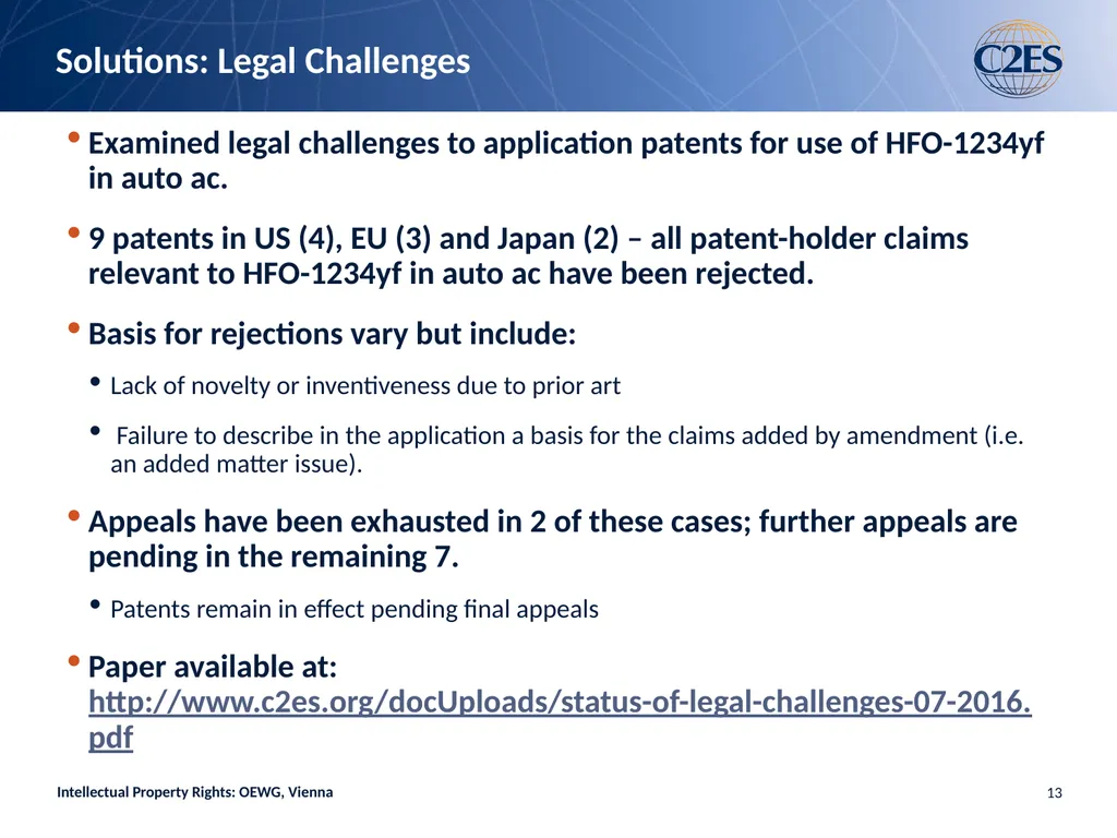 Intellectual Property Rights and Limits on HFCs: - slide 13 of 20
