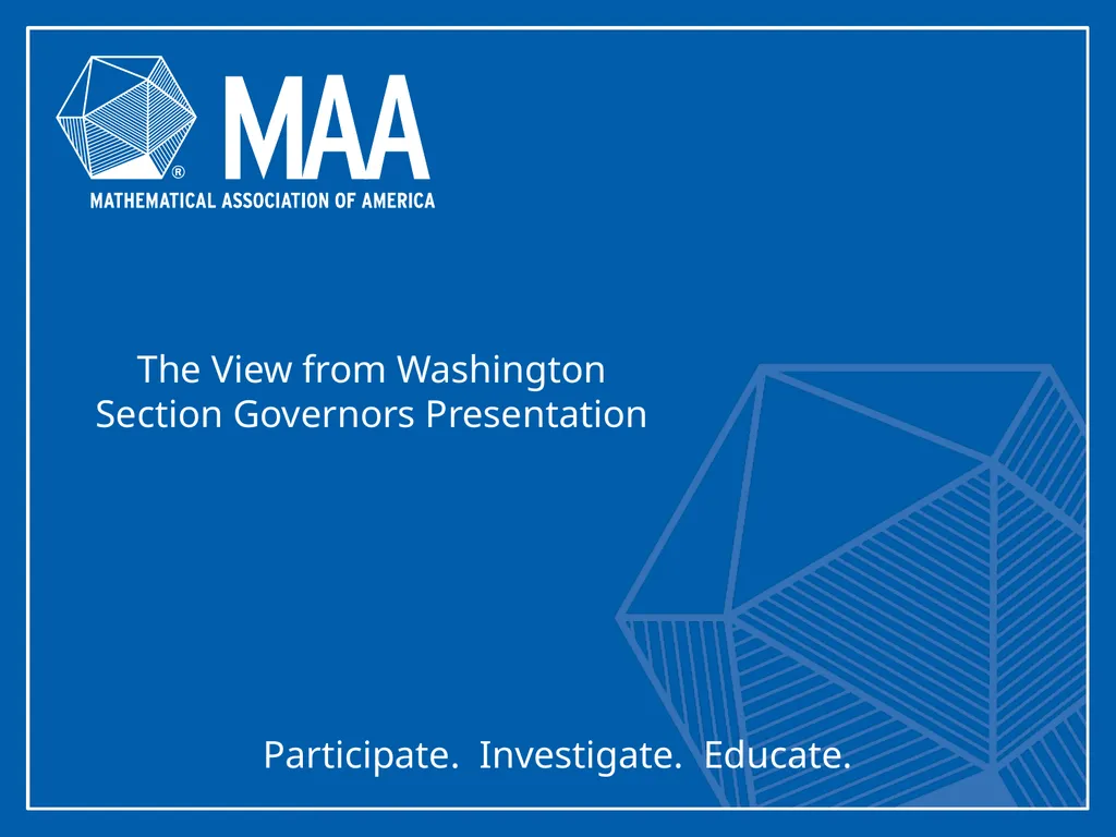 The View from Washington Section Governors - slide 1 of 13
