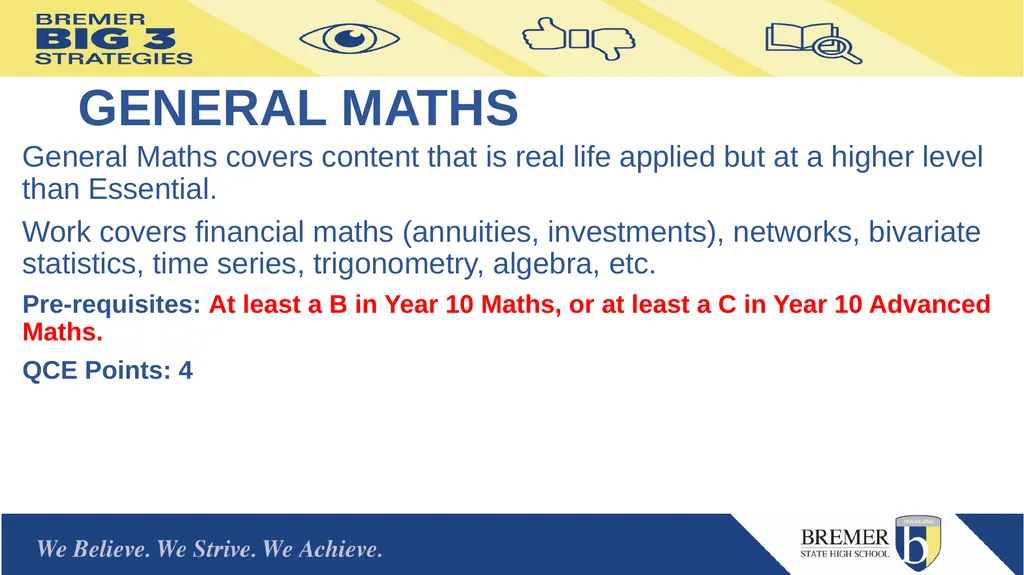 Bremer State High School Mathematics Subjects for - slide 5 of 13