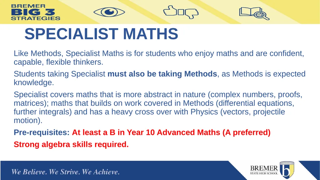 Bremer State High School Mathematics Subjects for - slide 10 of 13