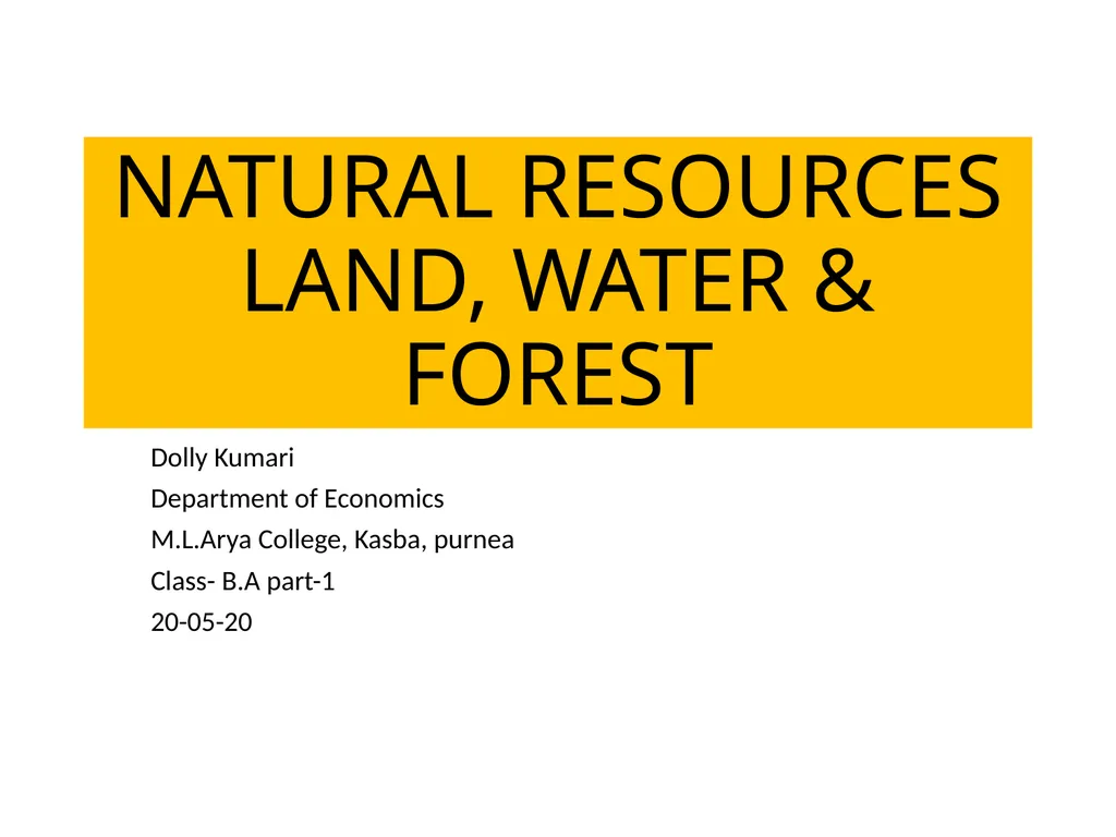 NATURAL RESOURCES LAND, WATER & FOREST Dolly - slide 1 of 11