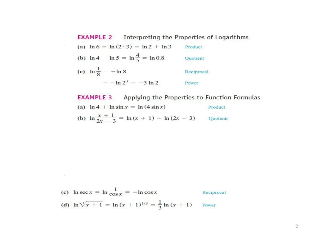 Natural Logarithms 1 2 3 - slide 2 of 3