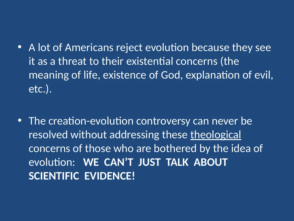 CREATION vs. EVOLUTION: IT’S NOT ABOUT SCIENCE - slide 4 of 15