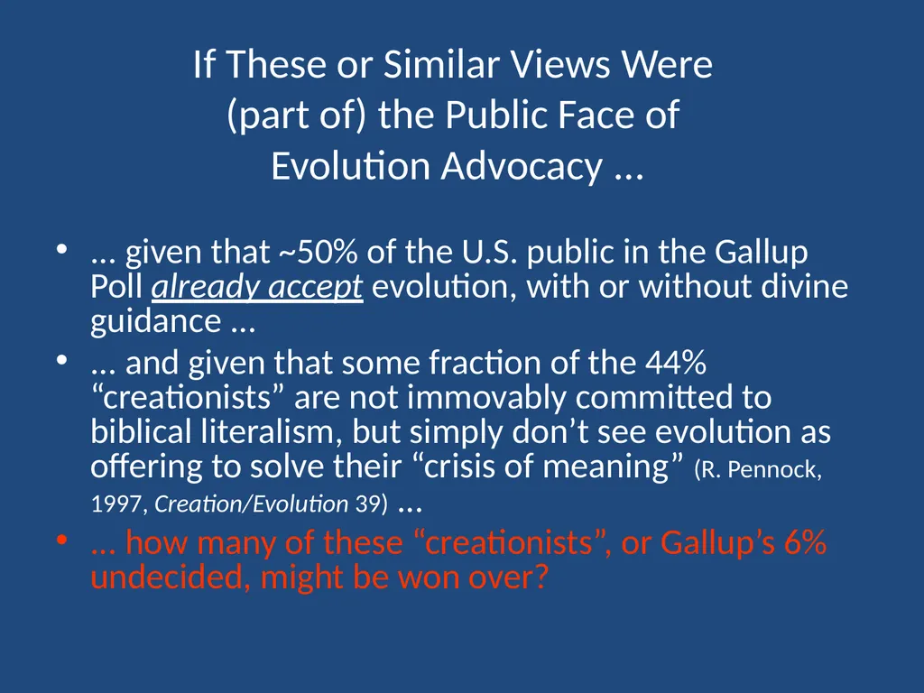 CREATION vs. EVOLUTION: IT’S NOT ABOUT SCIENCE - slide 14 of 15
