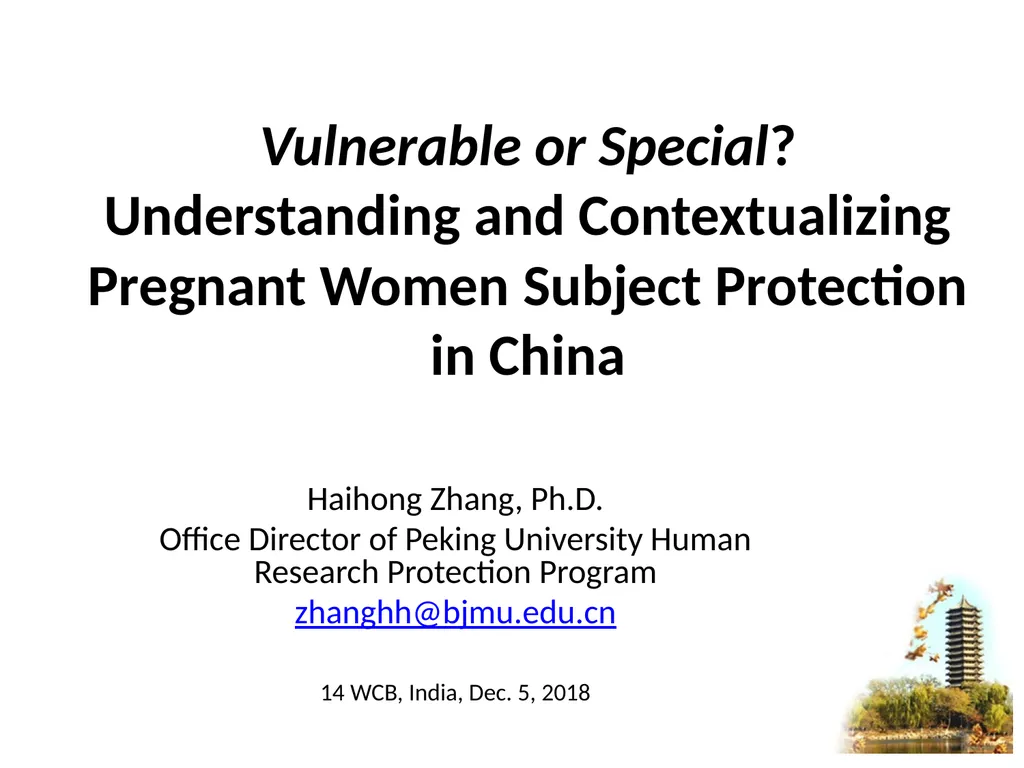 Vulnerable or Special? Understanding and - slide 1 of 14