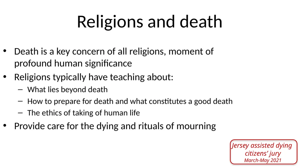 Religions and assisted dying: An overview Prof - slide 4 of 12