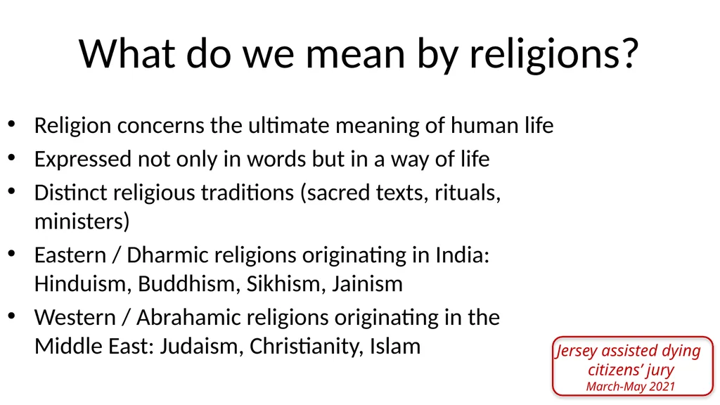 Religions and assisted dying: An overview Prof - slide 3 of 12