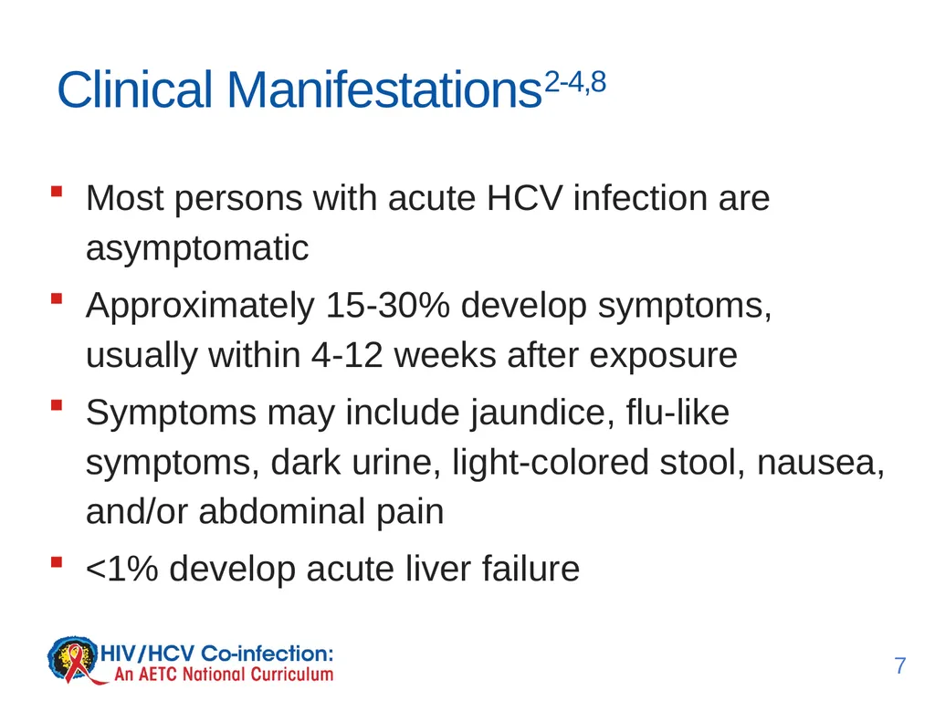 July 2017 Lesson 2: Acute Hepatitis C Virus - slide 7 of 15