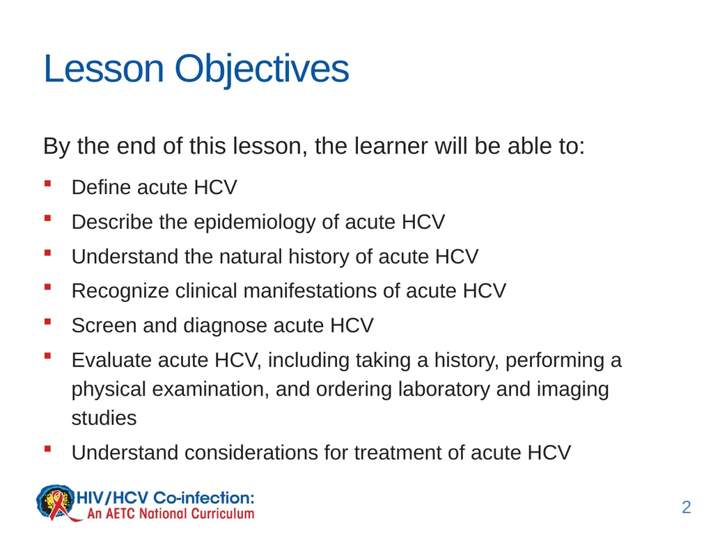 July 2017 Lesson 2: Acute Hepatitis C Virus - slide 2 of 15
