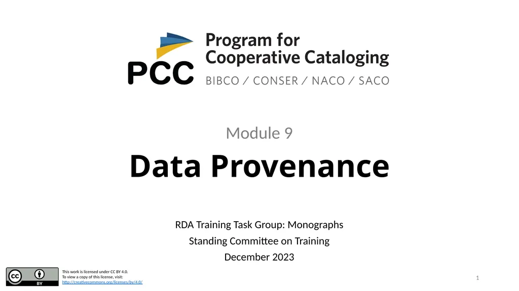 Data Provenance Module 9 1 Navigate the Data - slide 1 of 22