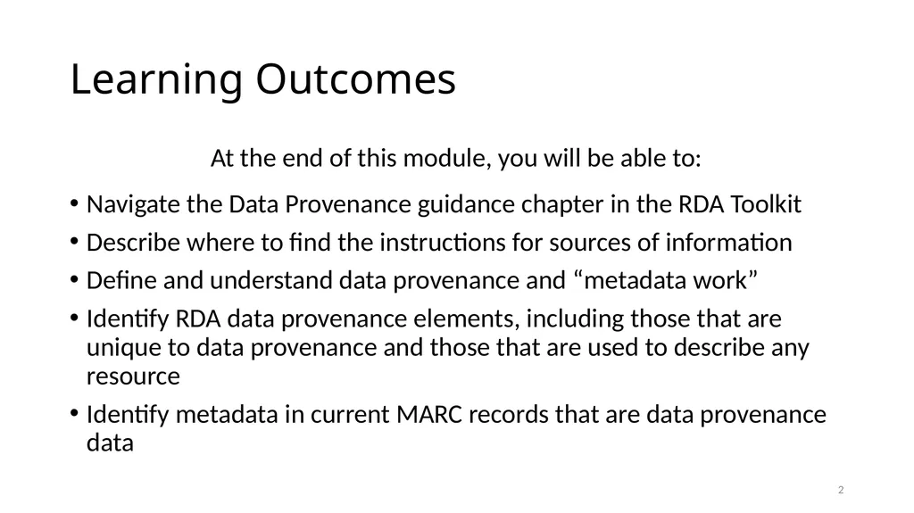Data Provenance Module 9 1 Navigate the Data - slide 2 of 22