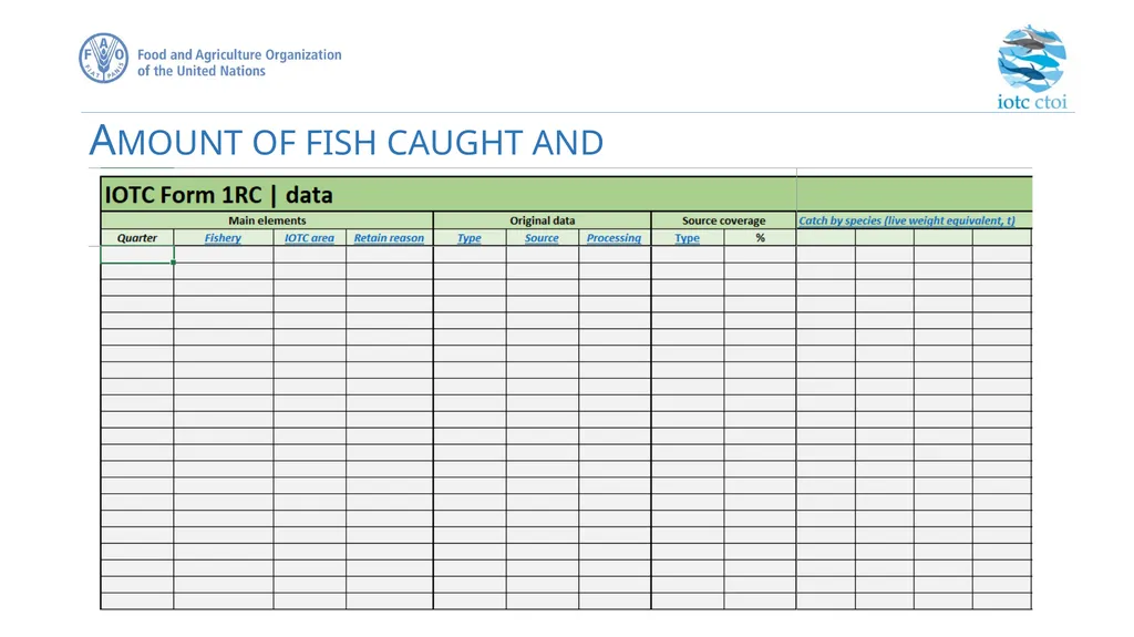 IOTC forms for reporting datasets - slide 16 of 31