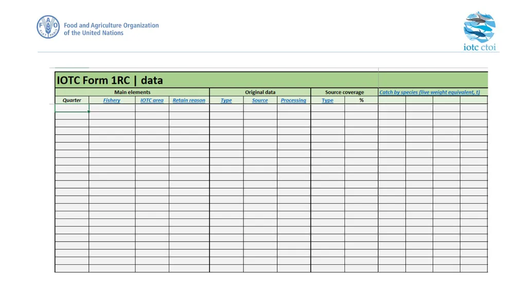 IOTC forms for reporting datasets - slide 4 of 31