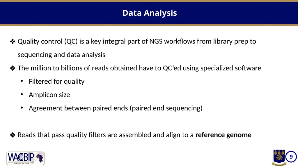 NGS workflows Massively parallel sequencing of - slide 9 of 12