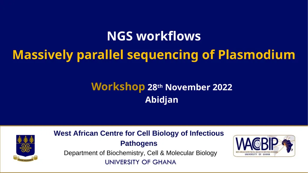 NGS workflows Massively parallel sequencing of - slide 1 of 12