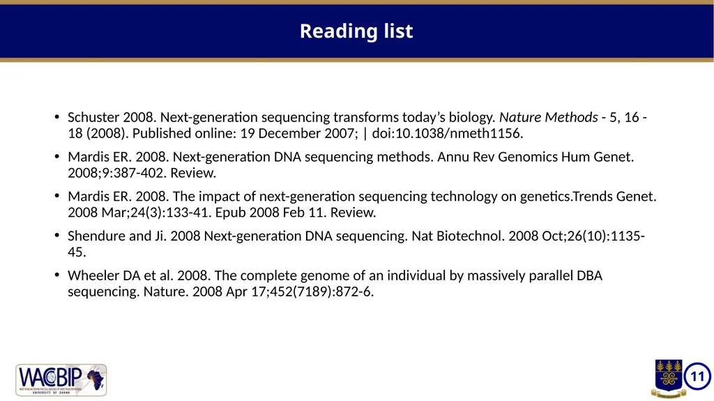 NGS workflows Massively parallel sequencing of - slide 11 of 12