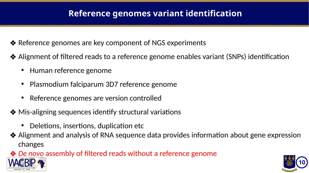 NGS workflows Massively parallel sequencing of - slide 10 of 12