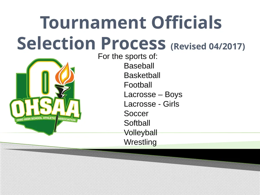 Tournament Officials Selection Process (Revised - slide 1 of 24