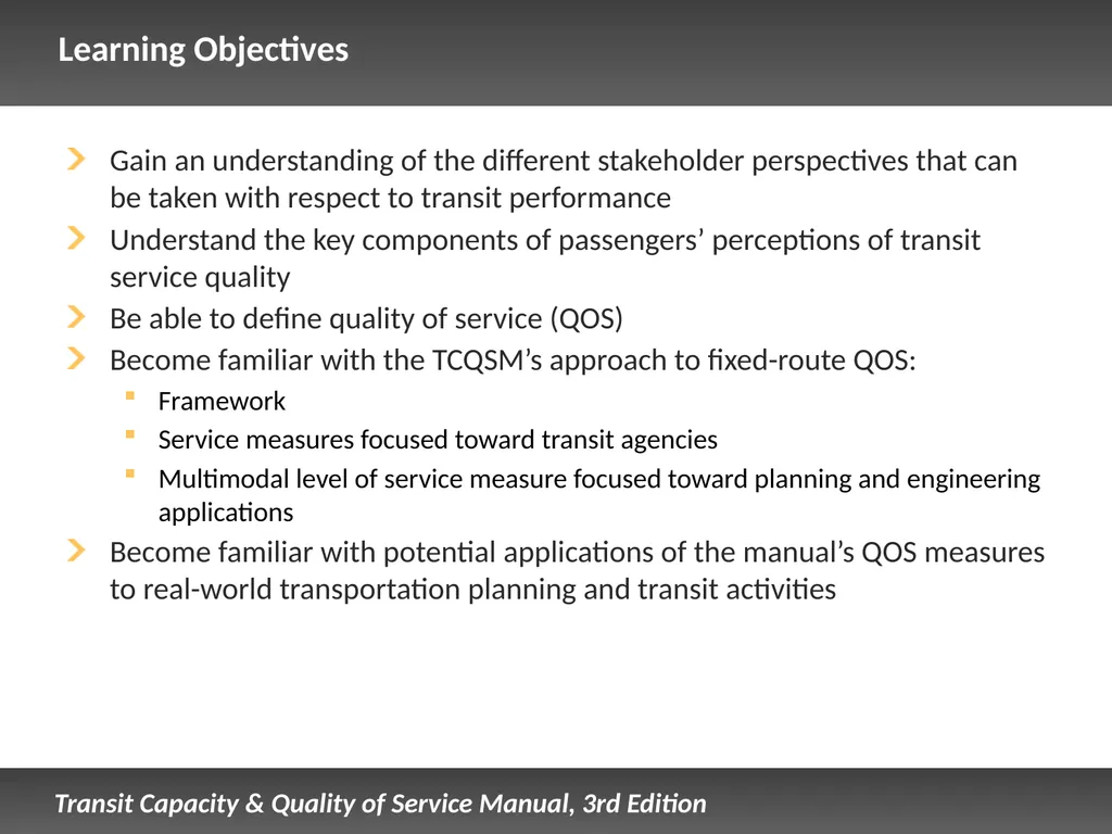 Fixed Route Quality of Service Presentation - slide 3 of 57