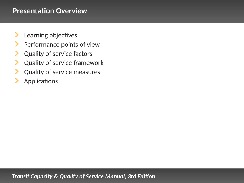 Fixed Route Quality of Service Presentation - slide 2 of 57
