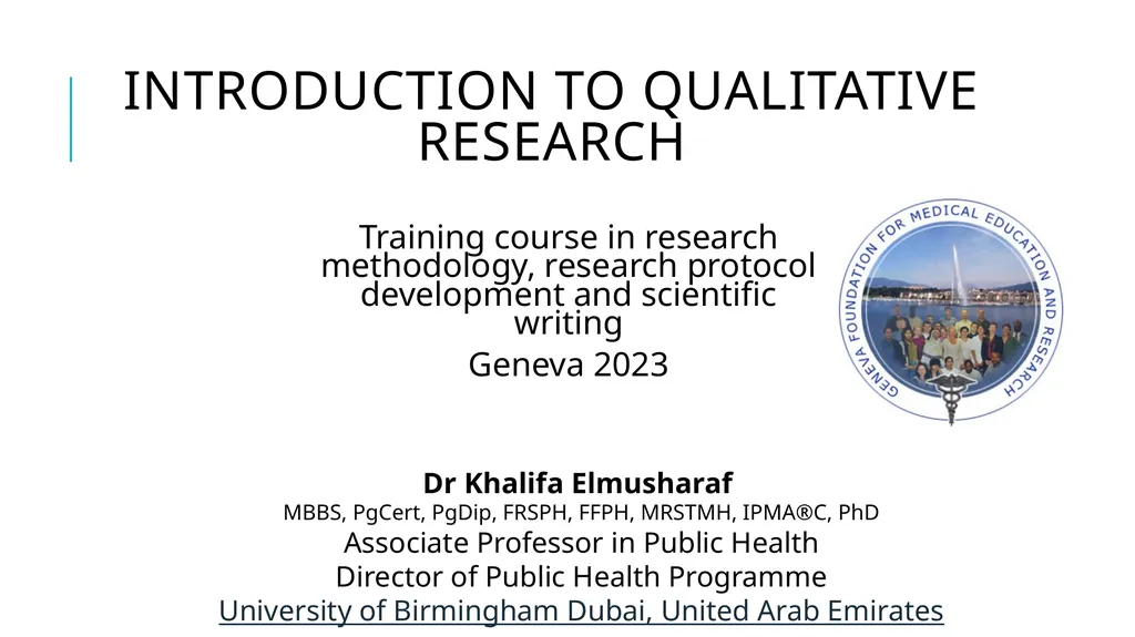 Introduction to Qualitative Research Training - slide 1 of 33