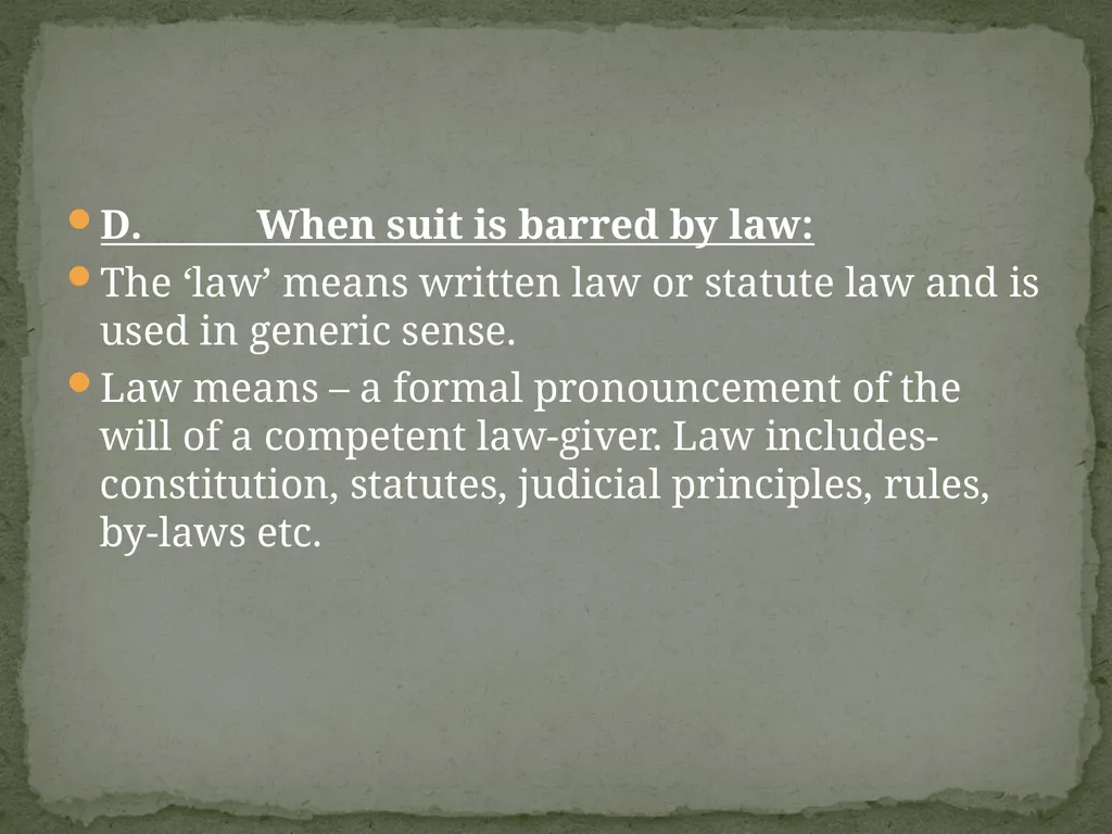 DIFFERENEC BETWEEN LEGAL BAR UNDER ORDER-VII RULE - slide 10 of 26