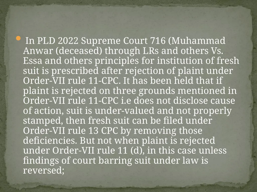 DIFFERENEC BETWEEN LEGAL BAR UNDER ORDER-VII RULE - slide 16 of 26