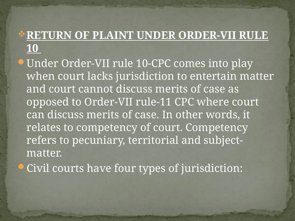 DIFFERENEC BETWEEN LEGAL BAR UNDER ORDER-VII RULE - slide 18 of 26