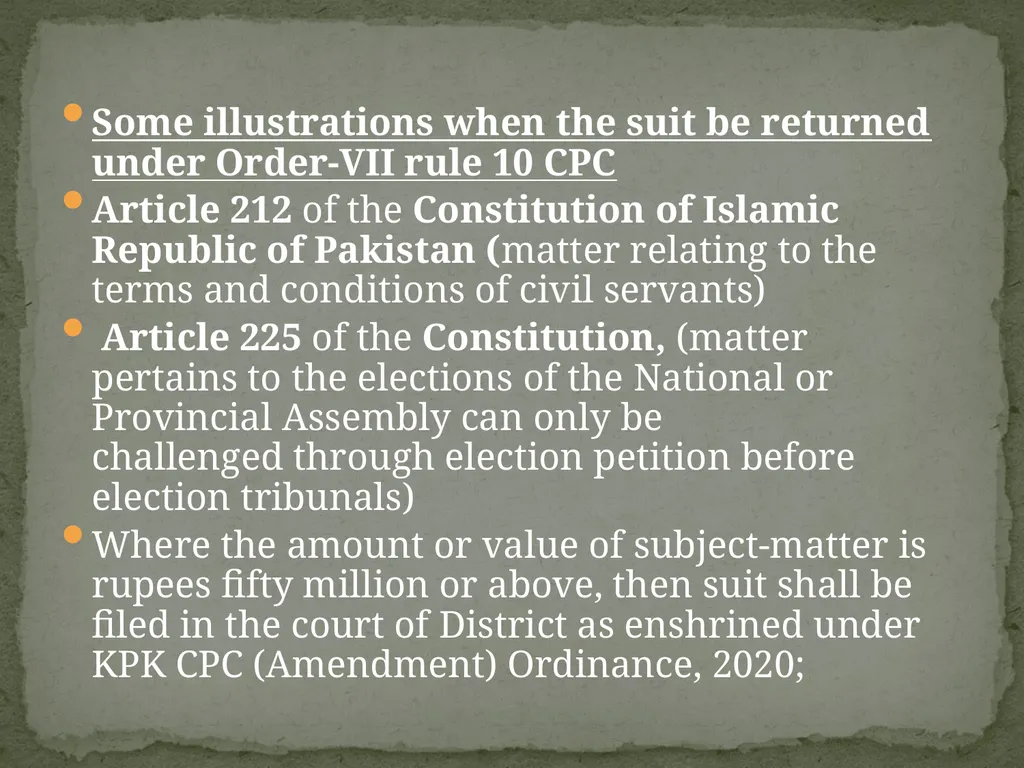 DIFFERENEC BETWEEN LEGAL BAR UNDER ORDER-VII RULE - slide 20 of 26