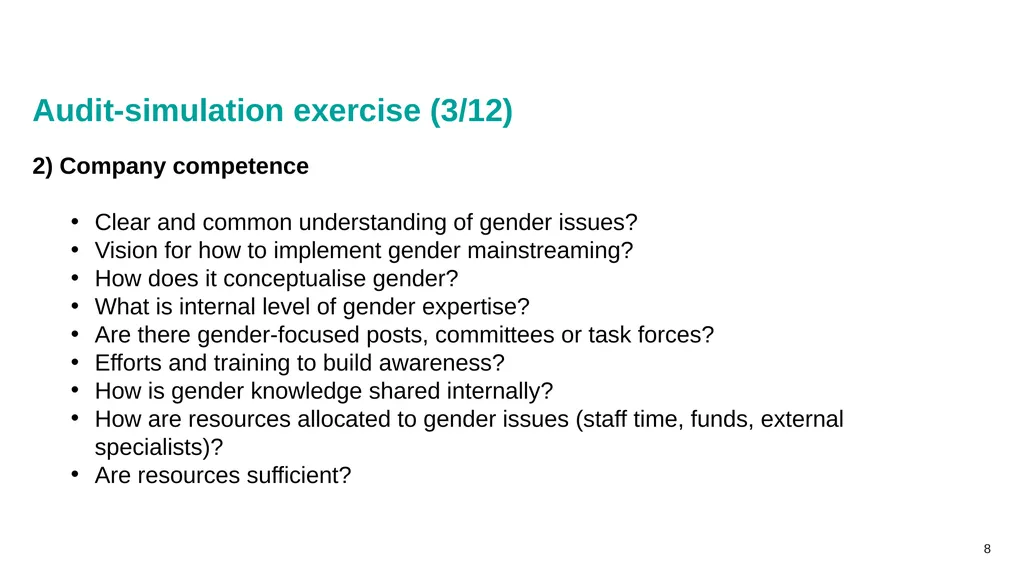 Gender auditing: creating a gender-sensitive - slide 8 of 18