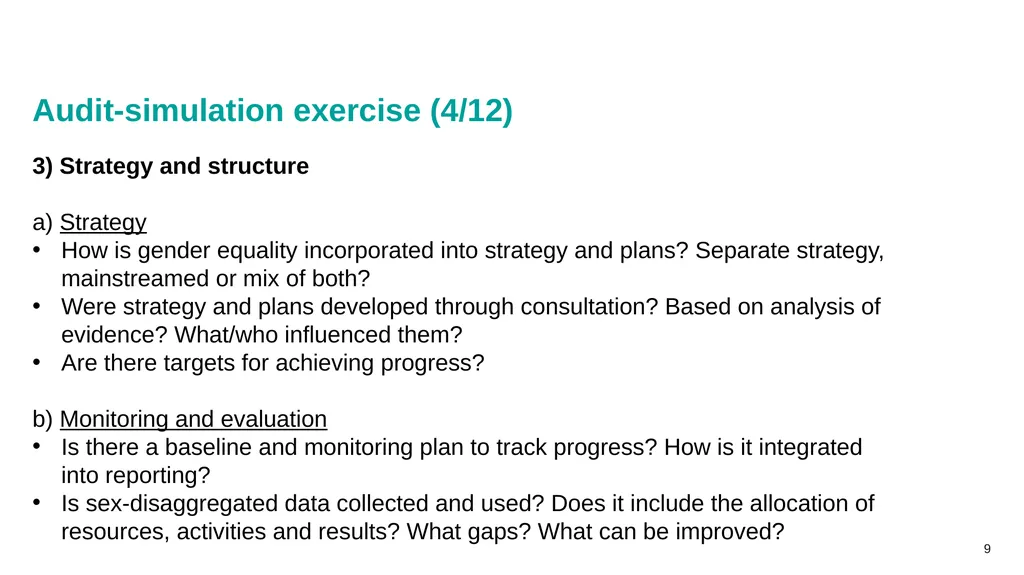 Gender auditing: creating a gender-sensitive - slide 9 of 18