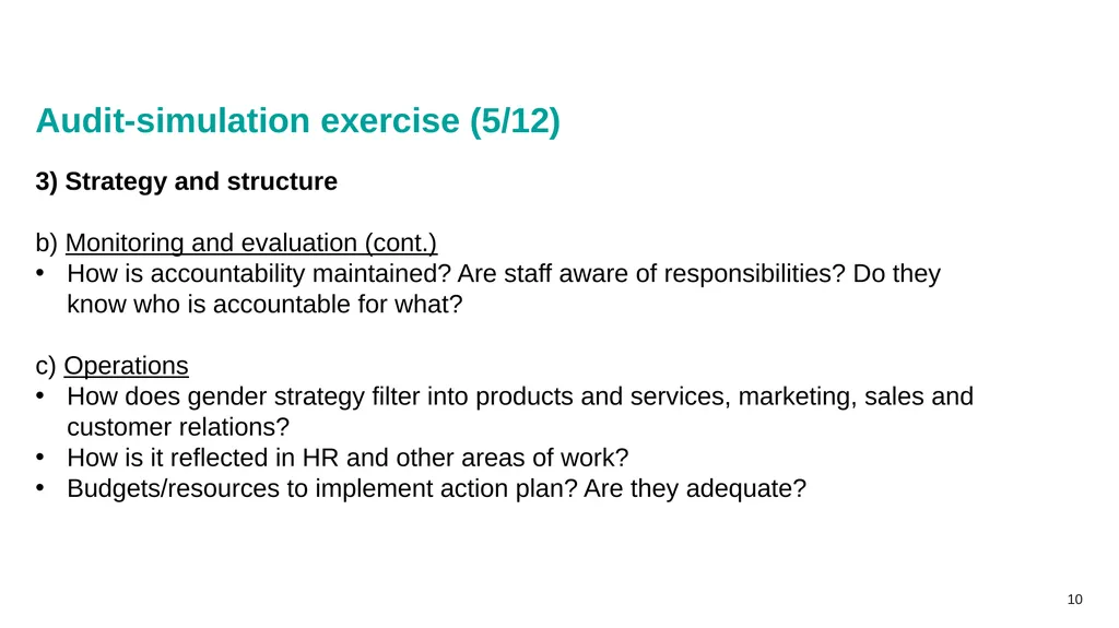 Gender auditing: creating a gender-sensitive - slide 10 of 18