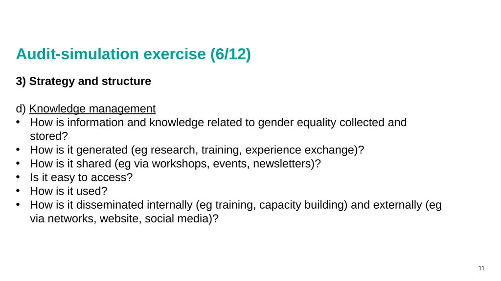 Gender auditing: creating a gender-sensitive - slide 11 of 18