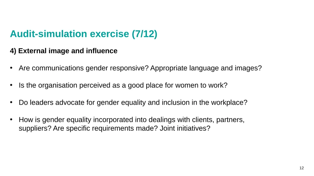 Gender auditing: creating a gender-sensitive - slide 12 of 18