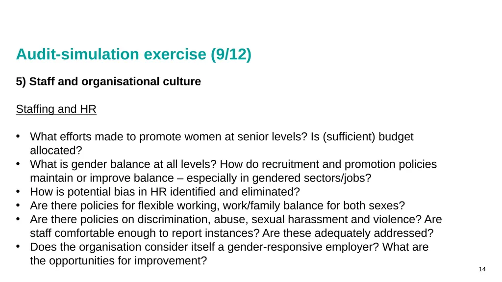 Gender auditing: creating a gender-sensitive - slide 14 of 18