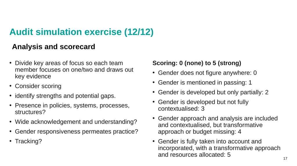 Gender auditing: creating a gender-sensitive - slide 17 of 18