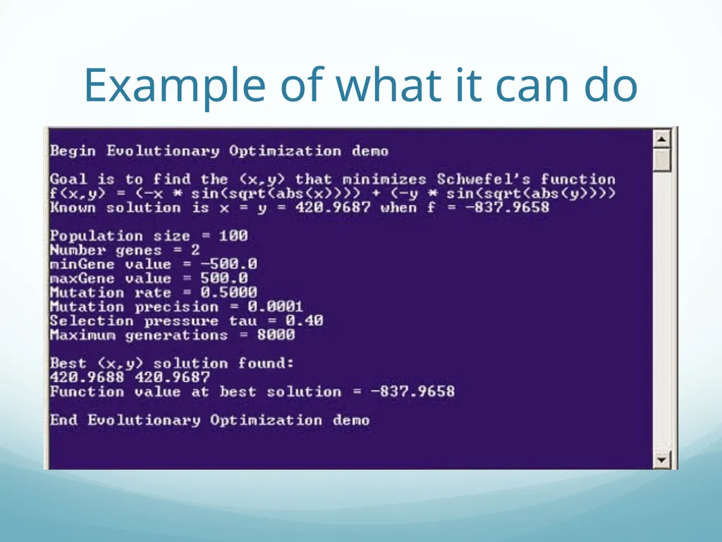 Evolutionary Algorithms Guilherme Oliveira What is - slide 4 of 12