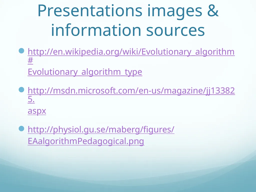 Evolutionary Algorithms Guilherme Oliveira What is - slide 12 of 12